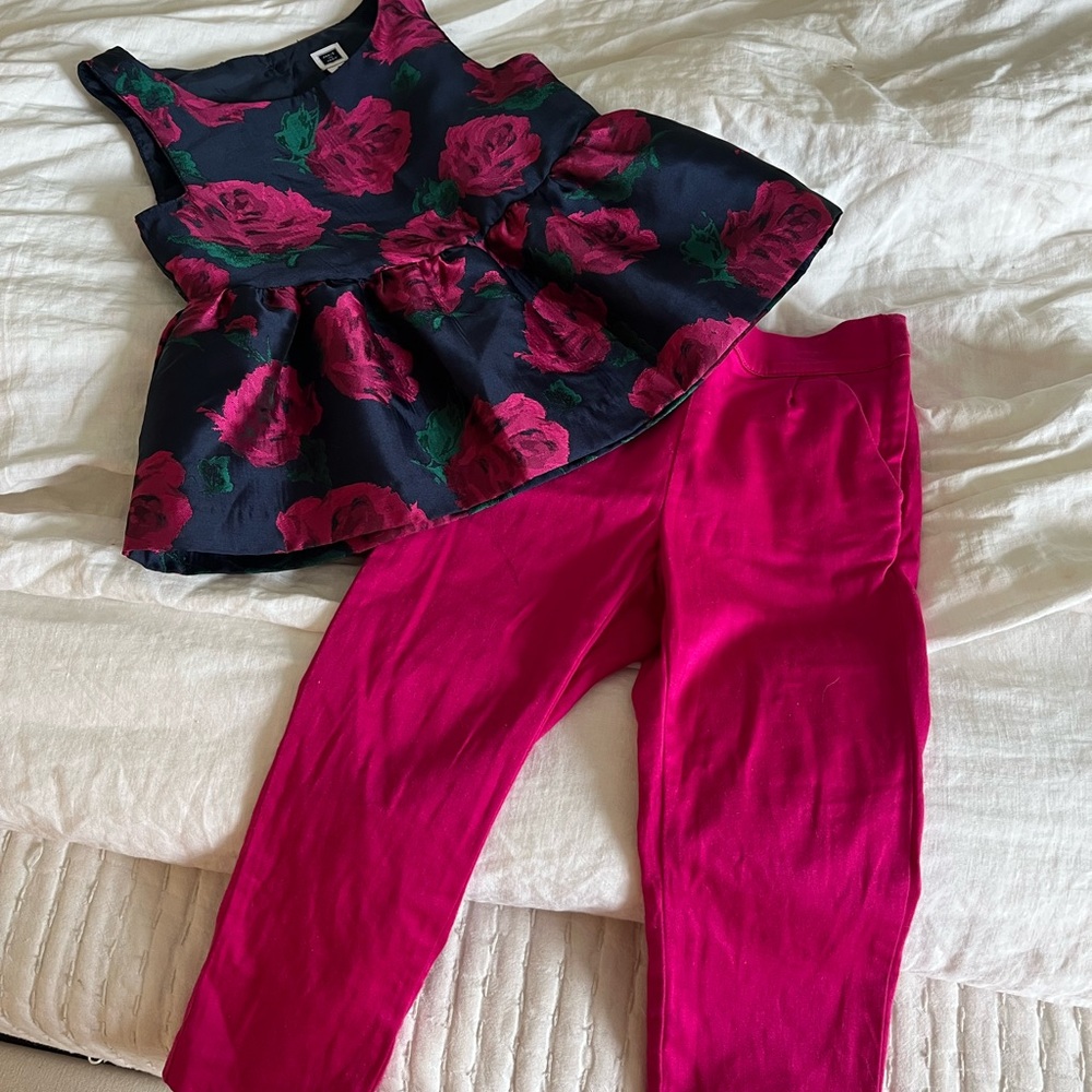 Janie and Jack girls Peplum Top and Pink Pants Set